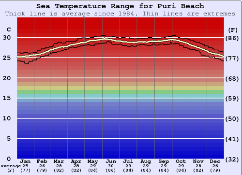Puri Beach Water Temperature Graph