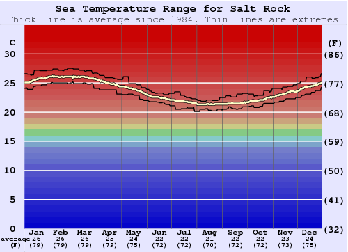 Salt Rock Water Temperature Graph