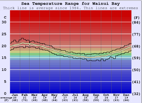 Wainui Bay Water Temperature Graph