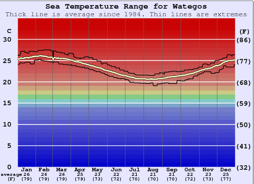 Wategos Water Temperature Graph