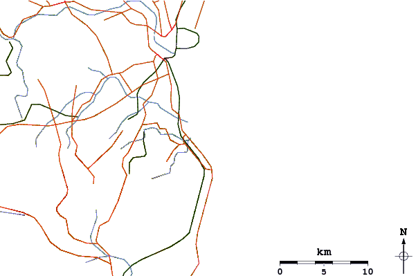 Roads and rivers around Aoshima