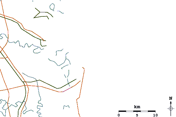 Roads and rivers around Hooks