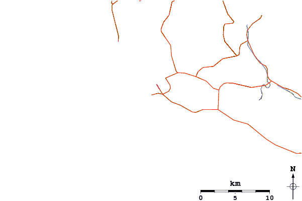 Roads and rivers around Lassi or Makris Gialos
