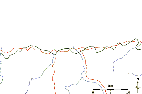 Roads and rivers around Playa de Cueva