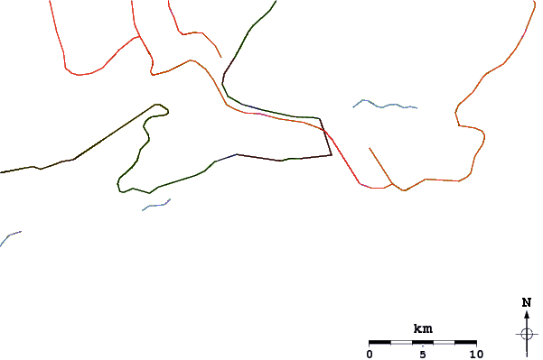 Roads and rivers around Porta do Sol