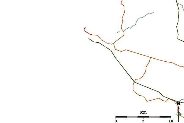 Roads and rivers around Silver Bay (Holy Island)