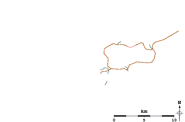 Roads and rivers around The Maze (Tiree)