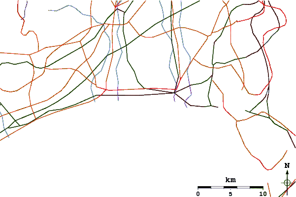 Roads and rivers around Tsujido Beach