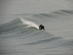 Lee on an early morning solo, Aberwystwyth Beach photo