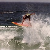 Mark Bell surfing M.R.'s board, Catherine Hill Bay