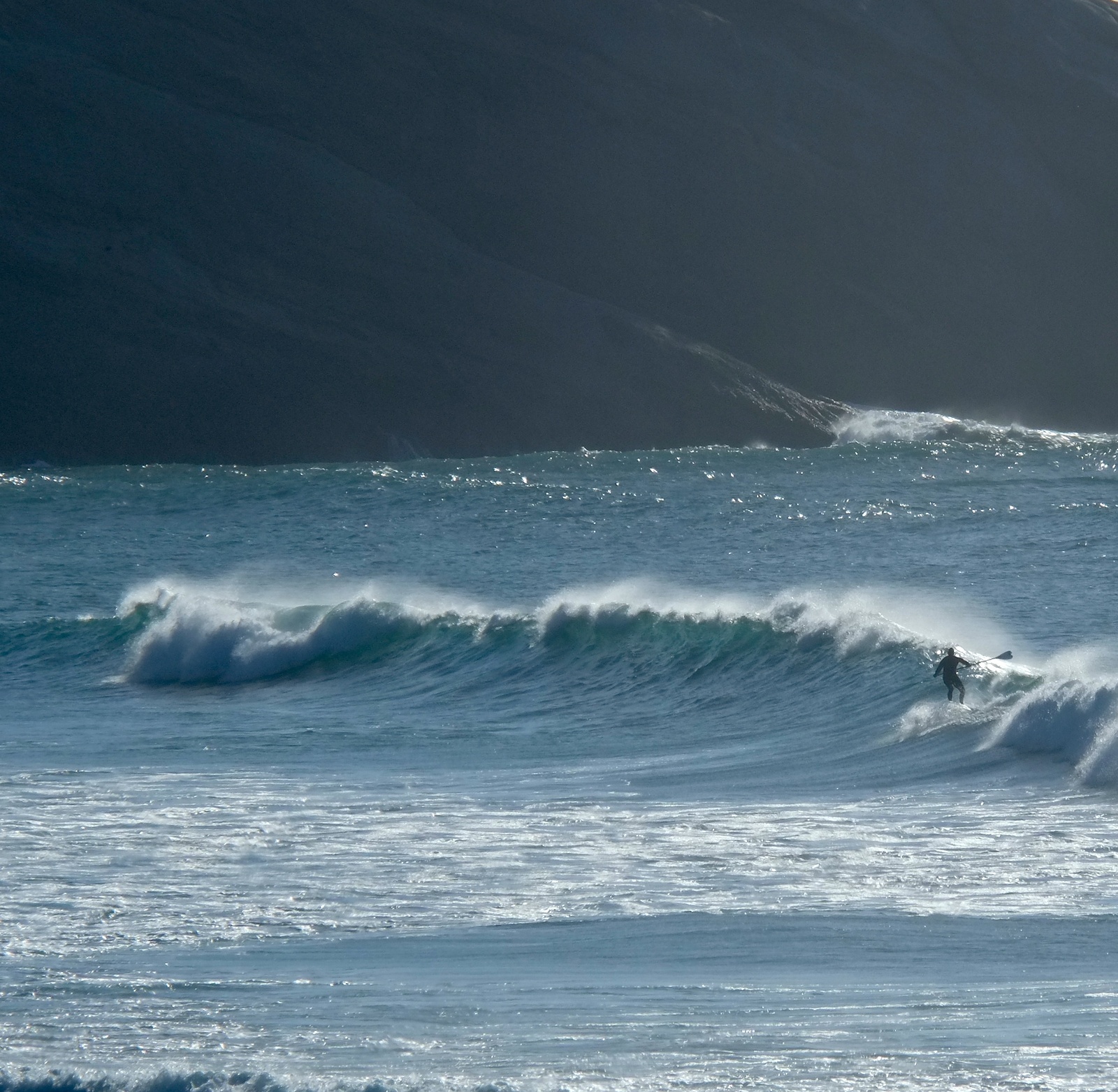Cyclone Pam swell - SUP at Wharariki, Wharariki Beach