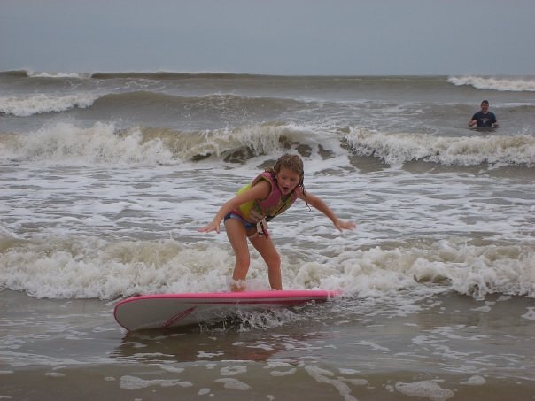 First time surfing, Galveston