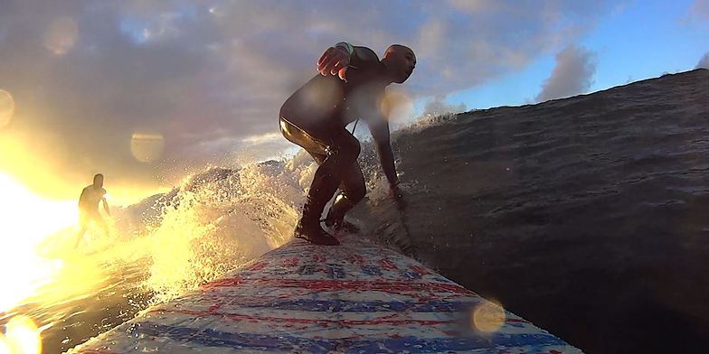 Sunrise surfer, Topanga Point