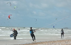 Kite surfing at South Lancing Beach photo