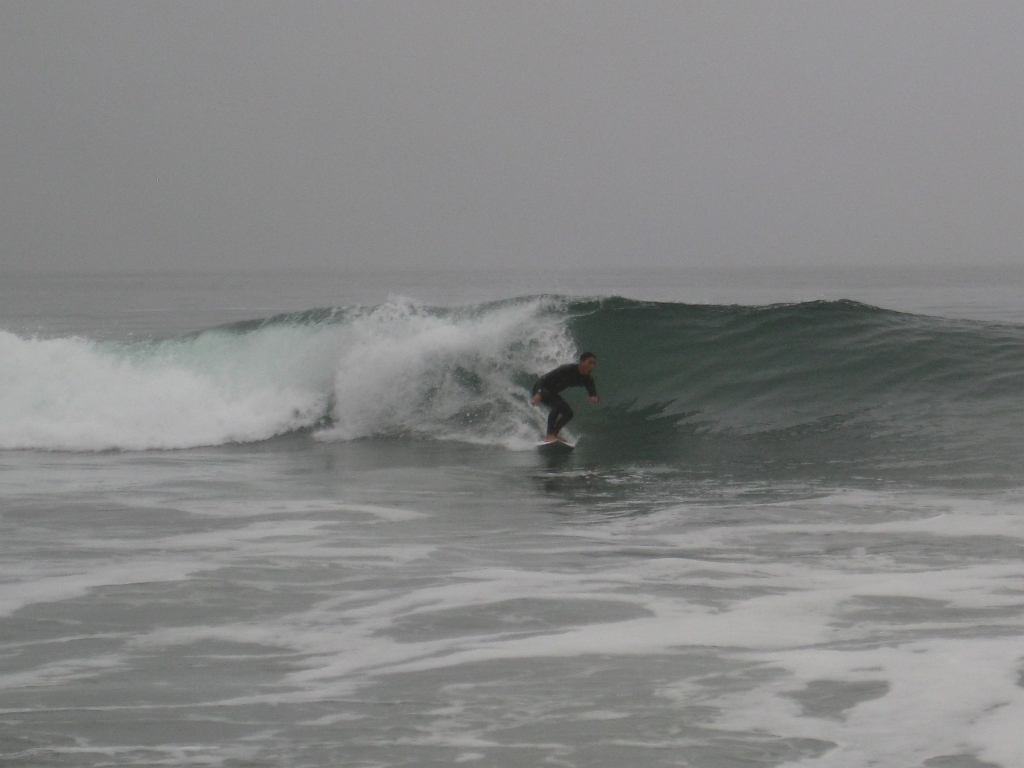 Surfer, heavy marine layer, Gillis