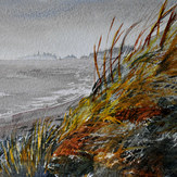 Grass Fire - Watercolour painting of Cherry Hill Beach