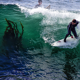 Kelp surfing at the Slot, Steamer Lane-The Slot