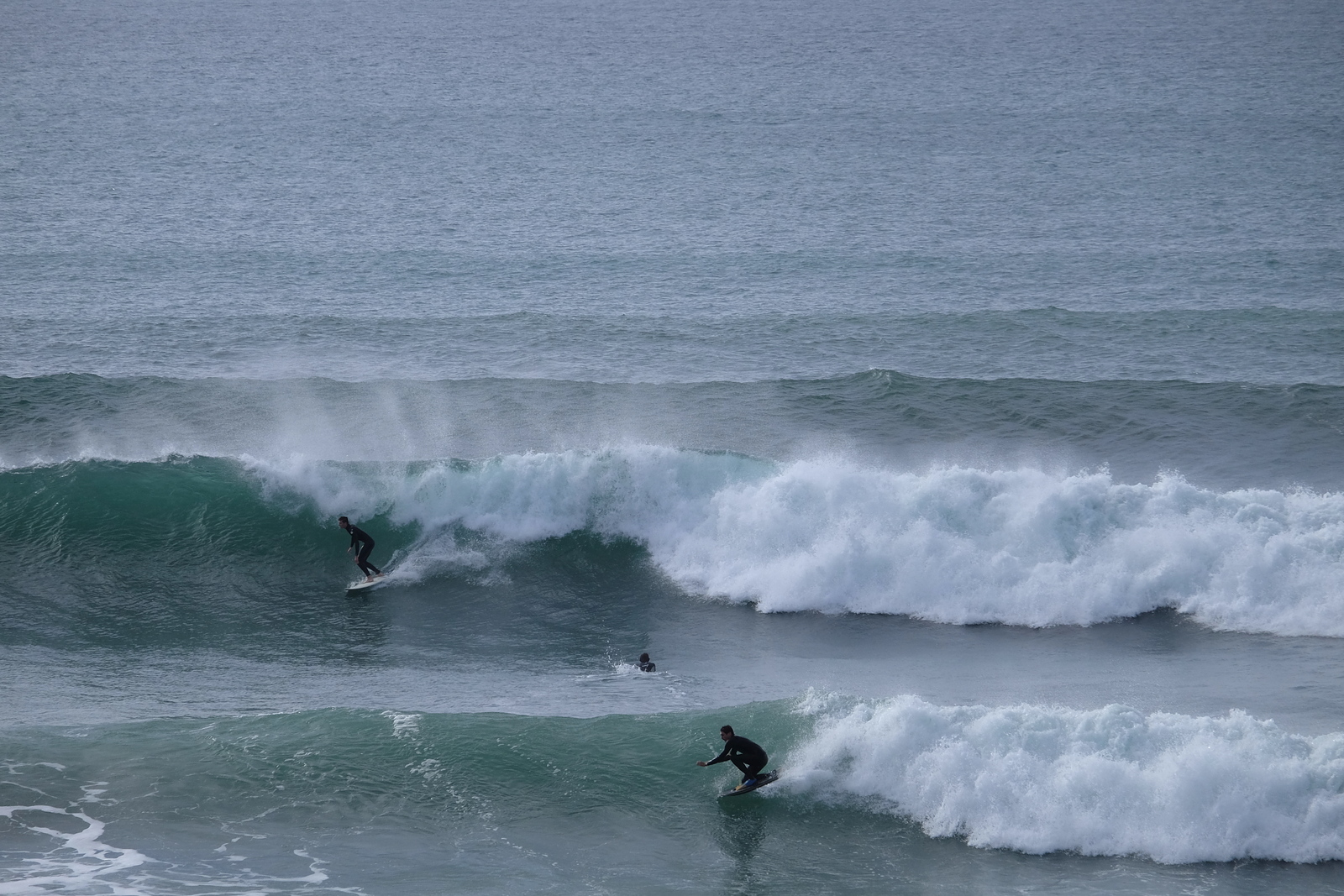 Sufer and body-boarder go right at La Paue, La Palue