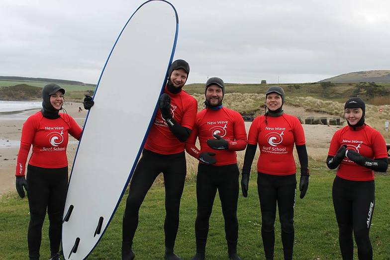 About to go out for surf lesson with new wave surf scool, Sandend Bay