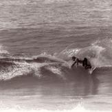 Mark Bell surfing Mark Richards board, Catherine Hill Bay
