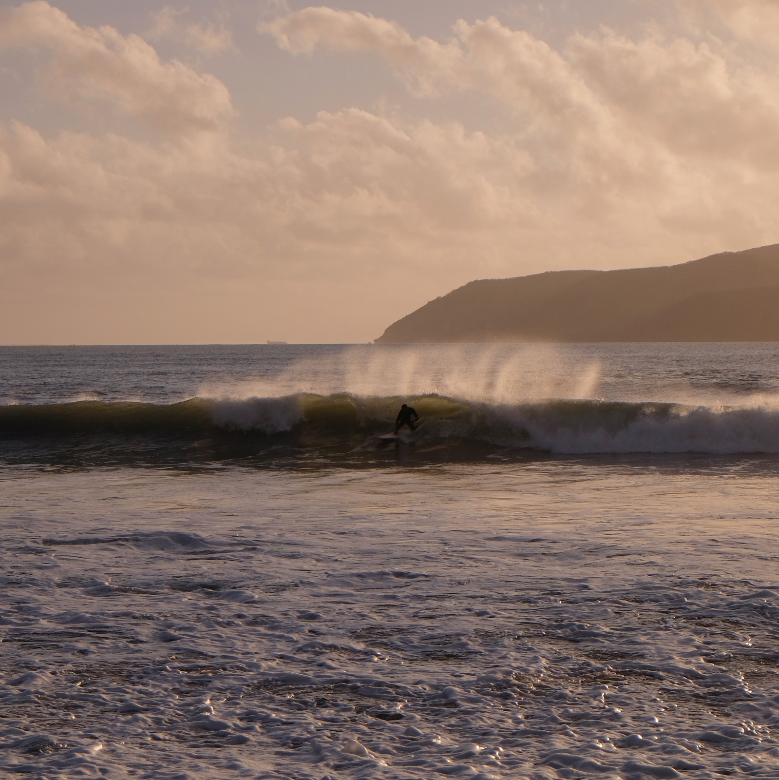 The steep inside wave on the beach at Nera River, Nera Rivermouth