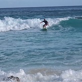 Surfing my foamie at Warwick Long Bay, Bouncer Beach