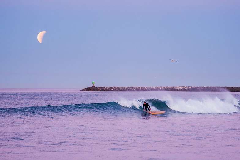 Surfing Under a Lunar Eclipse, Oceanside Harbor