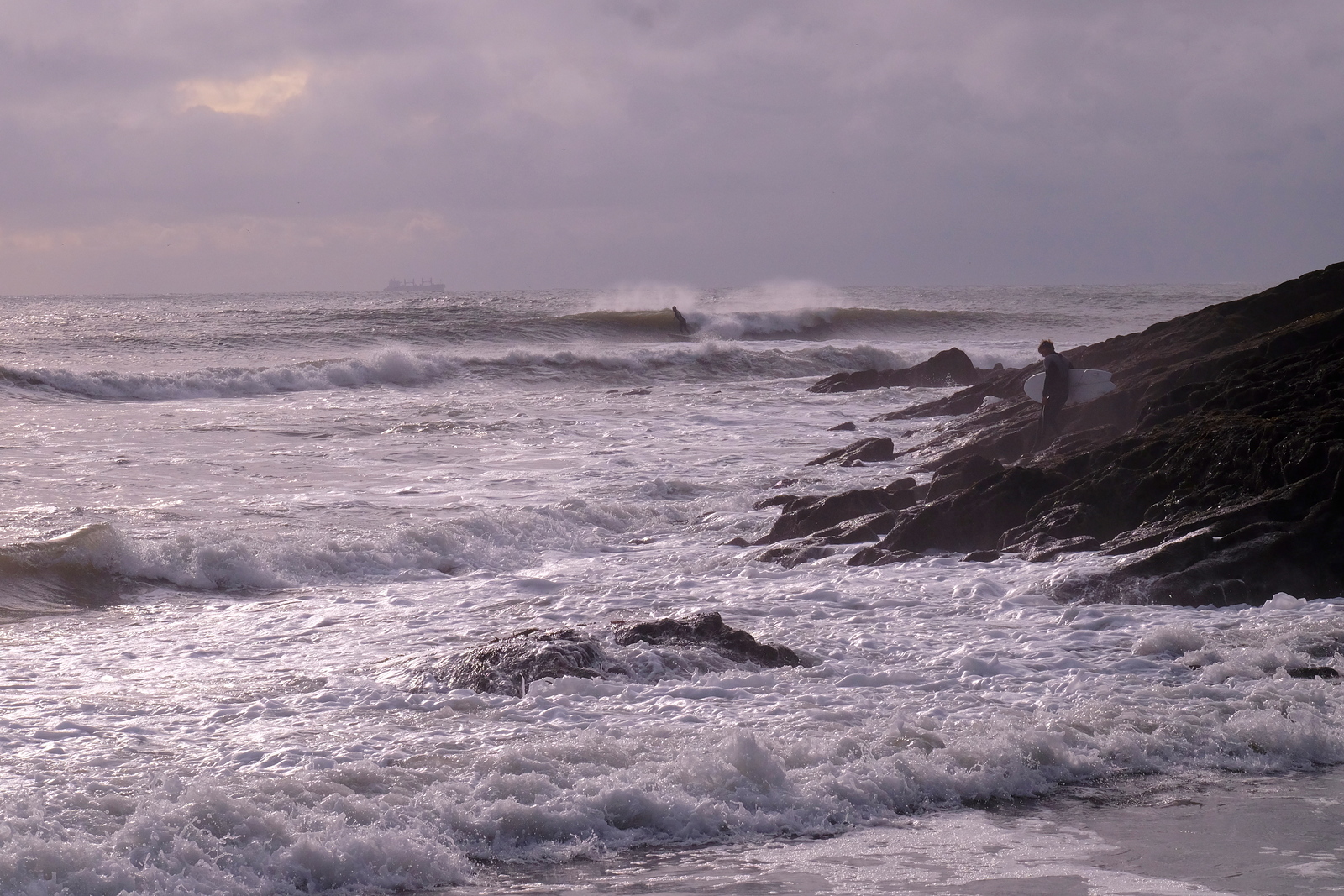 Fun autumn swell at Oxwich Point.