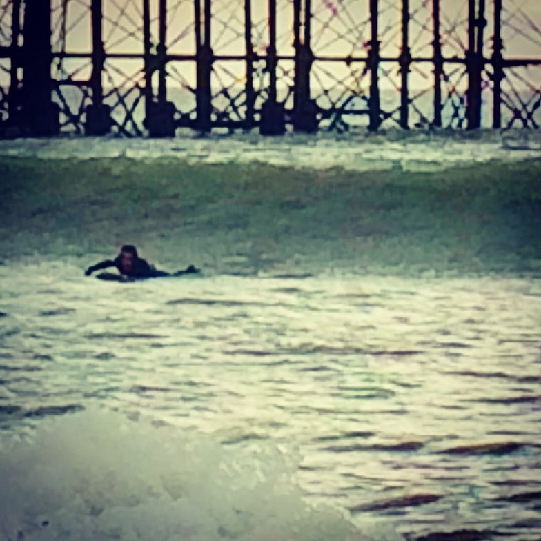 Paddling for a 3ft clean slab, Brighton