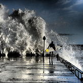 Big waves At Courtown Harbour Co. Wexford Ireland. 