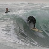 Bank breaking messily, but with barrel, Scarborough Beach