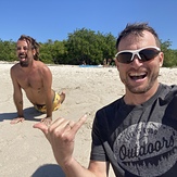 Surf warm up yoga on the beach, La Lancha