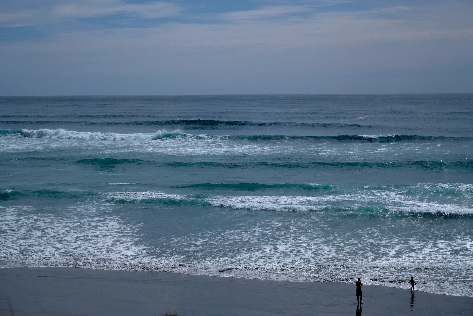 Wharariki late summer sun and surf, Wharariki Beach