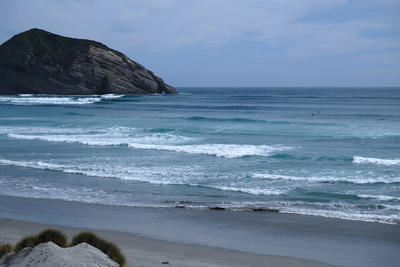 Wharariki late summer sun and surf, Wharariki Beach