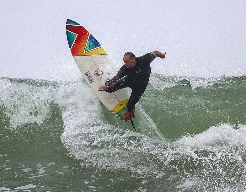 Brent backhand slapping Vic Bay, Victoria Bay