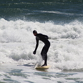 Punchy rough waves on a longboard, Salisbury Beach