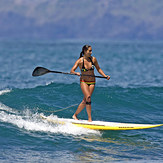 Elle is having fun on SUP at the Lahaina Harbor, Lahaina Breakwall/Harbour