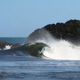 Shacked board, no surfer, El Transito