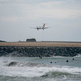 Aircraft coming in over the point, Lyall Bay