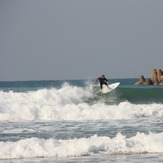 Calla on new board, Alkantstrand