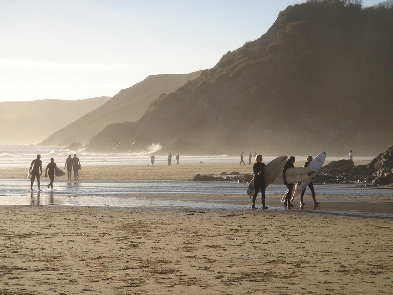 Surfing at Caswell Bay, Gower