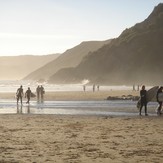 Surfing at Caswell Bay, Gower