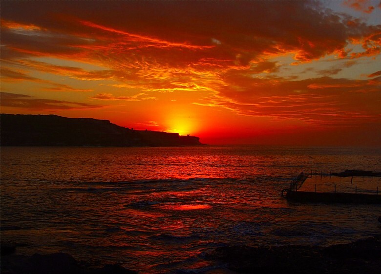 Blood red orange sunrise, Malabar