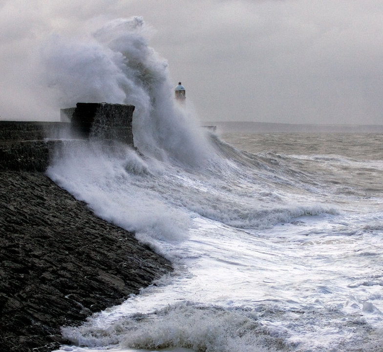 Storm at Porthcawl Harbour, Trecco Bay