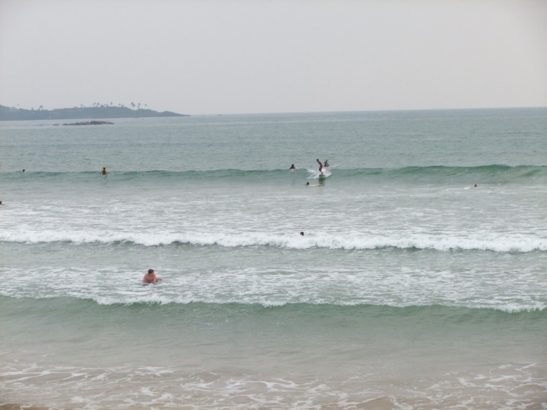 The perfect place for beginners to learn to surf because there is only sand and no coral in this bay, Weligama