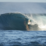 DANIEL MAWKES GETS A HEAD DIP, Aganoa Beach