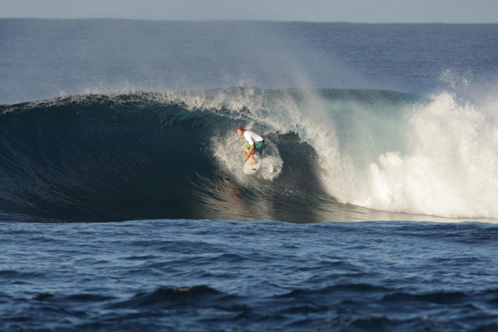 DANIEL MAWKES IN AN EARLY MORNING TUBE, Aganoa Beach
