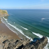 Tiny summer swell at Mewslade, Mewslade Bay