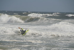 Surf Kayaking from Tropical Storm Leslie, Jones Beach State Park photo