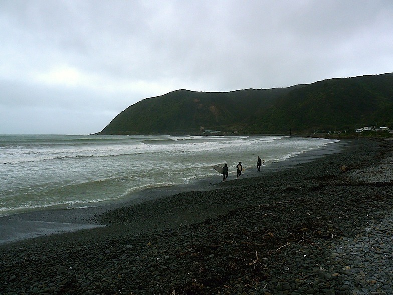 Surfers at Hongoeka Bay, The Pa